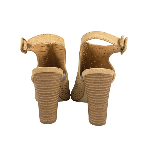 Madden Girl Womens Beckie-C Stacked Heel Peep Toe Dress Sandal Boot Camel Size 8 - Picture 12 of 15